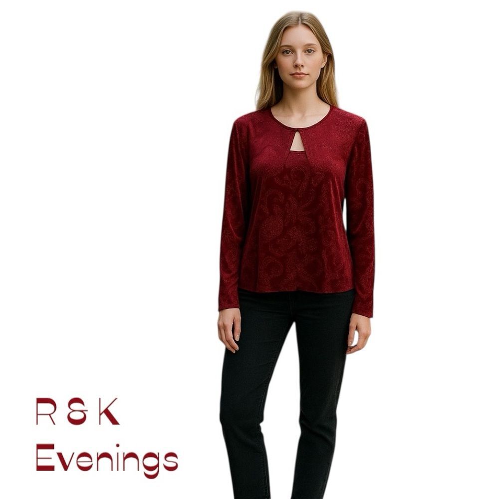 R & K Evenings Red Velvet Cardigan Camisole Set NWOT Size 12 Holiday Party Event